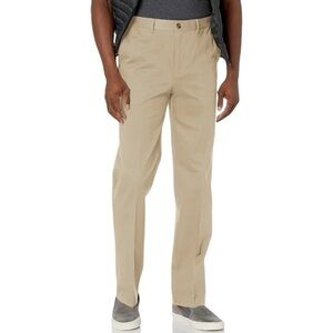 Savane Alabaster Gray Beige Chino Pants 34x30 Flat Front Stretch NWT